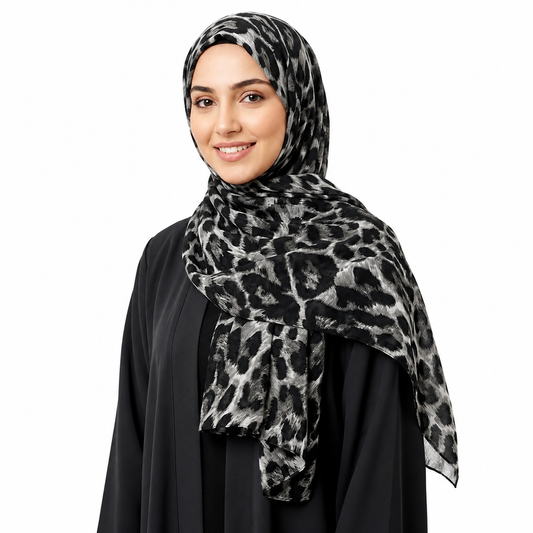 Ciffon scarf black and white